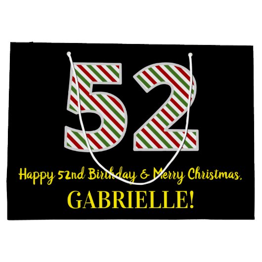 Happy 52e verjaardag & prettige kerst, aangepaste  groot cadeauzakje (Achterkant)