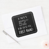 HAPPY 52ND BIRTHDAY; Art Deco Style; aangepaste na Vierkante Sticker (Envelop)