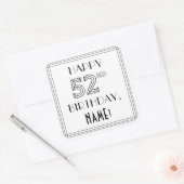 HAPPY 52ND BIRTHDAY, Art Deco Style, aangepaste na Vierkante Sticker (Envelop)