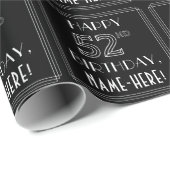 HAPPY 52ND BIRTHDAY; Art Deco Style met aangepaste Cadeaupapier (Rol Hoek)
