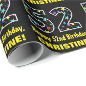 Happy 52nd Birthday, Fun Colorful Stars Pattern 52 Cadeaupapier (Rol Hoek)