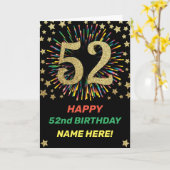 Happy 52nd Birthday Rainbow Fireworks Gold Kaart (Gele Bloem)