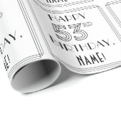 HAPPY 53RD BIRTHDAY; Art Deco Style; aangepaste na Cadeaupapier (Rol Hoek)