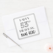 HAPPY 53RD BIRTHDAY, Art Deco Style, aangepaste na Vierkante Sticker (Envelop)