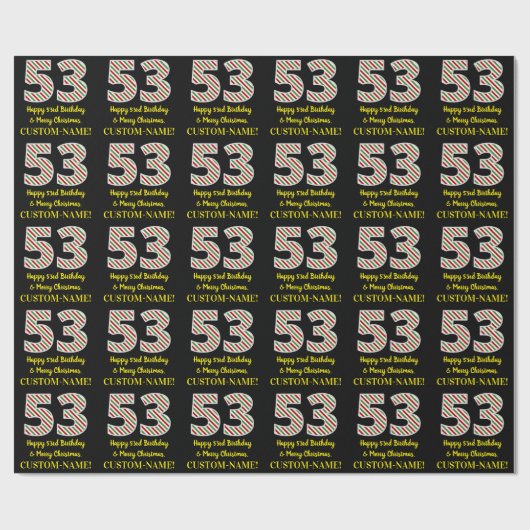 Happy 53rd Birthday & Merry Kerstmis, aangepaste n Cadeaupapier (Vlak)