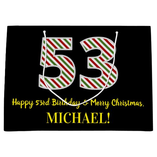 Happy 53rd Birthday & Merry Kerstmis, aangepaste n Groot Cadeauzakje (Voorkant)