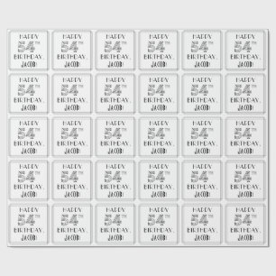 HAPPY 54TH BIRTHDAY; Art Deco Style; aangepaste na Cadeaupapier
