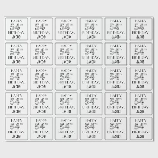 HAPPY 54TH BIRTHDAY; Art Deco Style; aangepaste na Cadeaupapier (Vlak)