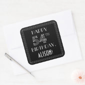 HAPPY 54TH BIRTHDAY; Art Deco Style; aangepaste na Vierkante Sticker (Envelop)