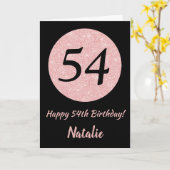 Happy 54th Birthday Black en Roos Pink Gold Kaart (Gele Bloem)