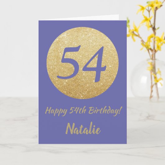 Happy 54th Birthday Zeer Peri en Gold Glitter Kaart (Gele Bloem)