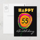 Happy 55 Verjaardag Kleurrijke Gouden Groene Rode  Briefkaart (Voorkant / Achterkant)