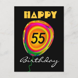 Happy 55 Verjaardag Kleurrijke Gouden Groene Rode  Briefkaart