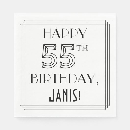 HAPPY 55TH BIRTHDAY; Art Deco Style; aangepaste na Servet (Voorkant)