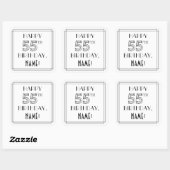 HAPPY 55TH BIRTHDAY, Art Deco Style, aangepaste na Vierkante Sticker (Vel)