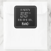 HAPPY 55TH BIRTHDAY; Art Deco Style; aangepaste na Vierkante Sticker (Tas)