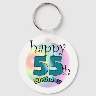 Happy 55th Birthday (blauw) Sleutelhanger