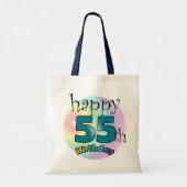 Happy 55th Birthday (blauw) Tote Bag (Voorkant)