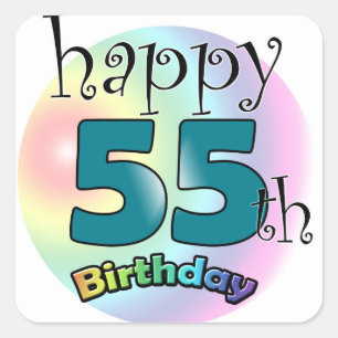 Happy 55th Birthday (blauw) Vierkante Sticker