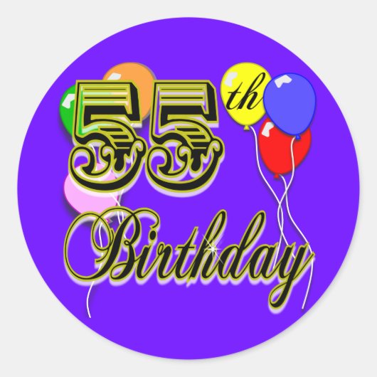 Happy 55th Birthday Celebration Ronde Sticker (Voorkant)