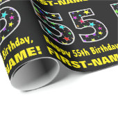 Happy 55th Birthday, Fun Colorful Stars Pattern 55 Cadeaupapier (Rol Hoek)
