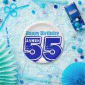 Happy 55th Birthday - gepersonaliseerd papieren Bo Papieren Bordje (Feest)