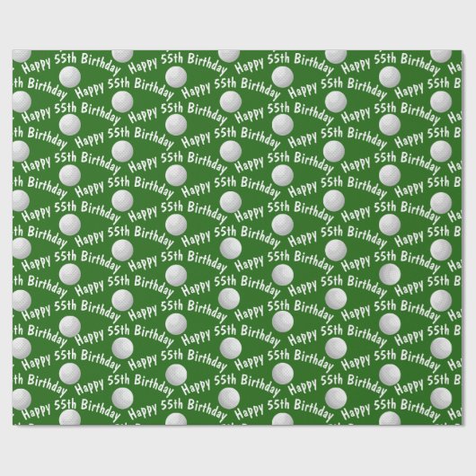 Happy 55th Birthday golfballen Cadeaupapier (Vlak)