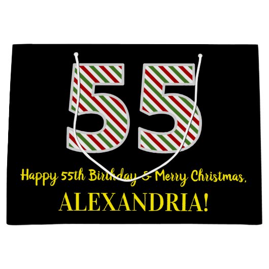 Happy 55th Birthday & Merry Kerstmis, aangepaste n Groot Cadeauzakje (Voorkant)