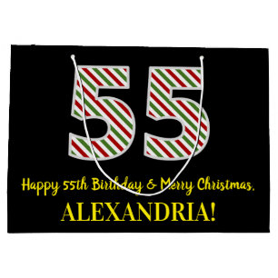 Happy 55th Birthday & Merry Kerstmis, aangepaste n Groot Cadeauzakje