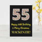 Happy 55th Birthday & Merry Kerstmis, aangepaste n Kaart (Gele Bloem)