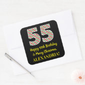Happy 55th Birthday & Merry Kerstmis, aangepaste n Vierkante Sticker (Envelop)