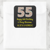 Happy 55th Birthday & Merry Kerstmis, aangepaste n Vierkante Sticker (Tas)