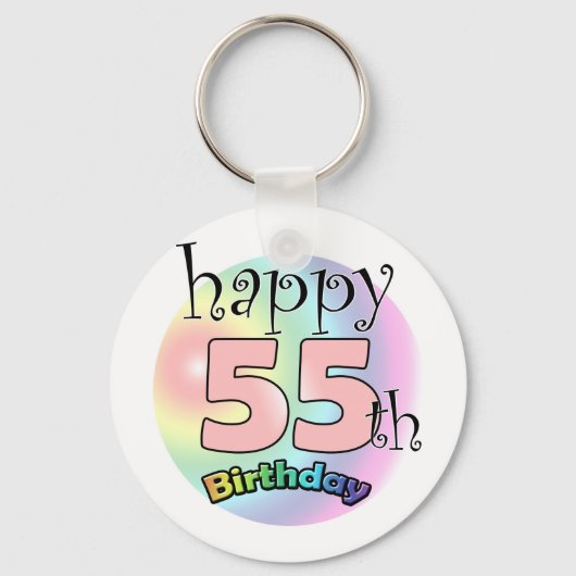 Happy 55th Birthday (roze) Sleutelhanger (Voorkant)