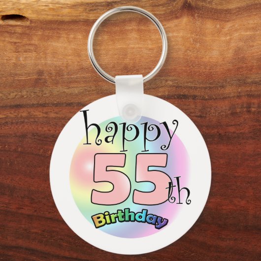 Happy 55th Birthday (roze) Sleutelhanger (Voorkant)