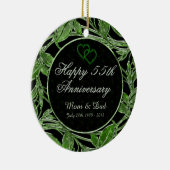 Happy 55th Jubileum Emerald Leaves DBL Sided Keramisch Ornament (Rechts)