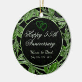 Happy 55th Jubileum Emerald Leaves DBL Sided Keramisch Ornament (Links)