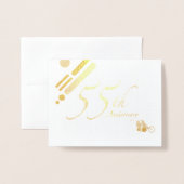 Happy 55th Jubileum Mod Birds Folie Kaarten (Voorkant met envelop)