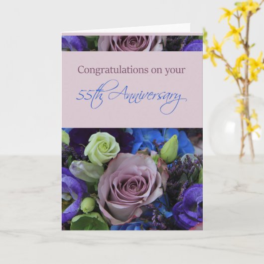 Happy 55th Jubileum rozen Kaart (Gele Bloem)