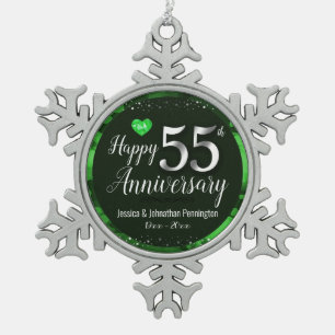 Happy 55th Wedding Jubileum Tin Sneeuwvlok Ornament