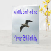 Happy 56th Birthday Flying Seagull bird Kaart (Gele Bloem)