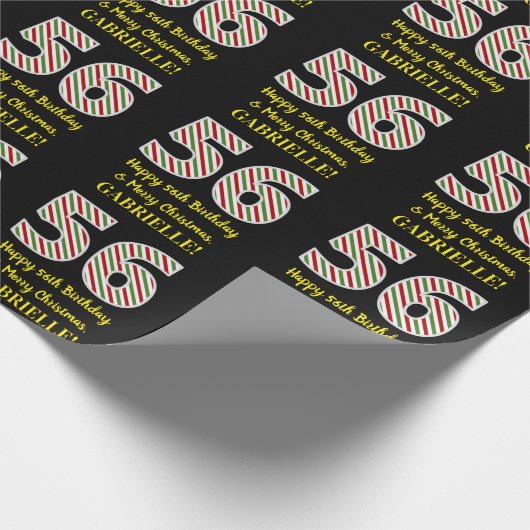 Happy 56th Birthday & Merry Kerstmis, aangepaste n Cadeaupapier (Hoek)