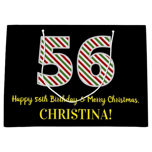Happy 56th Birthday & Merry Kerstmis, aangepaste n Groot Cadeauzakje (Voorkant)