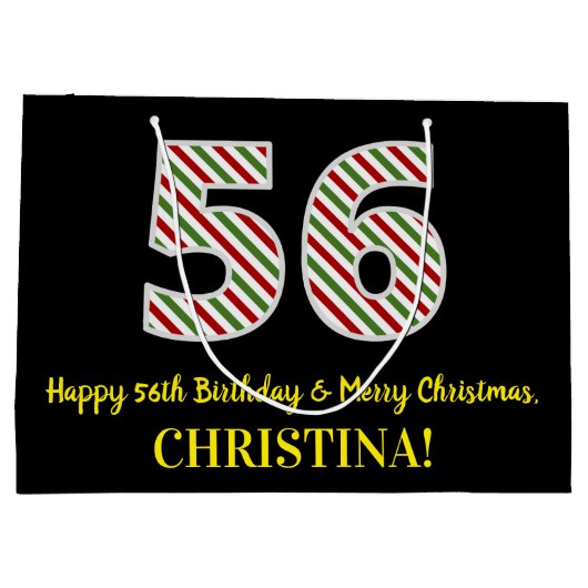 Happy 56th Birthday & Merry Kerstmis, aangepaste n Groot Cadeauzakje (Achterkant)