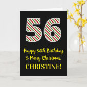 Happy 56th Birthday & Merry Kerstmis, aangepaste n Kaart (Gele Bloem)