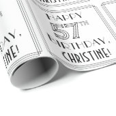 HAPPY 57TH BIRTHDAY; Art Deco Style; aangepaste na Cadeaupapier (Rol Hoek)