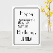 Happy 57th Birthday, Art Deco Style met aangepaste Kaart (Gele Bloem)
