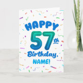 Happy 57th Birthday Card with Custom Name Kaart (Voorkant)