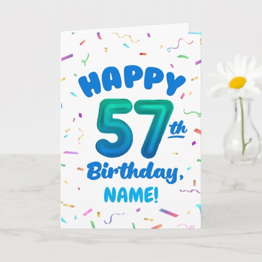 Happy 57th Birthday Card with Custom Name Kaart (Kleine Plant)