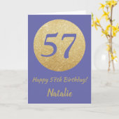 Happy 57th Birthday en Gold Glitter Kaart (Gele Bloem)