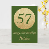 Happy 57th Birthday Green en Gold Glitter Kaart (Gele Bloem)